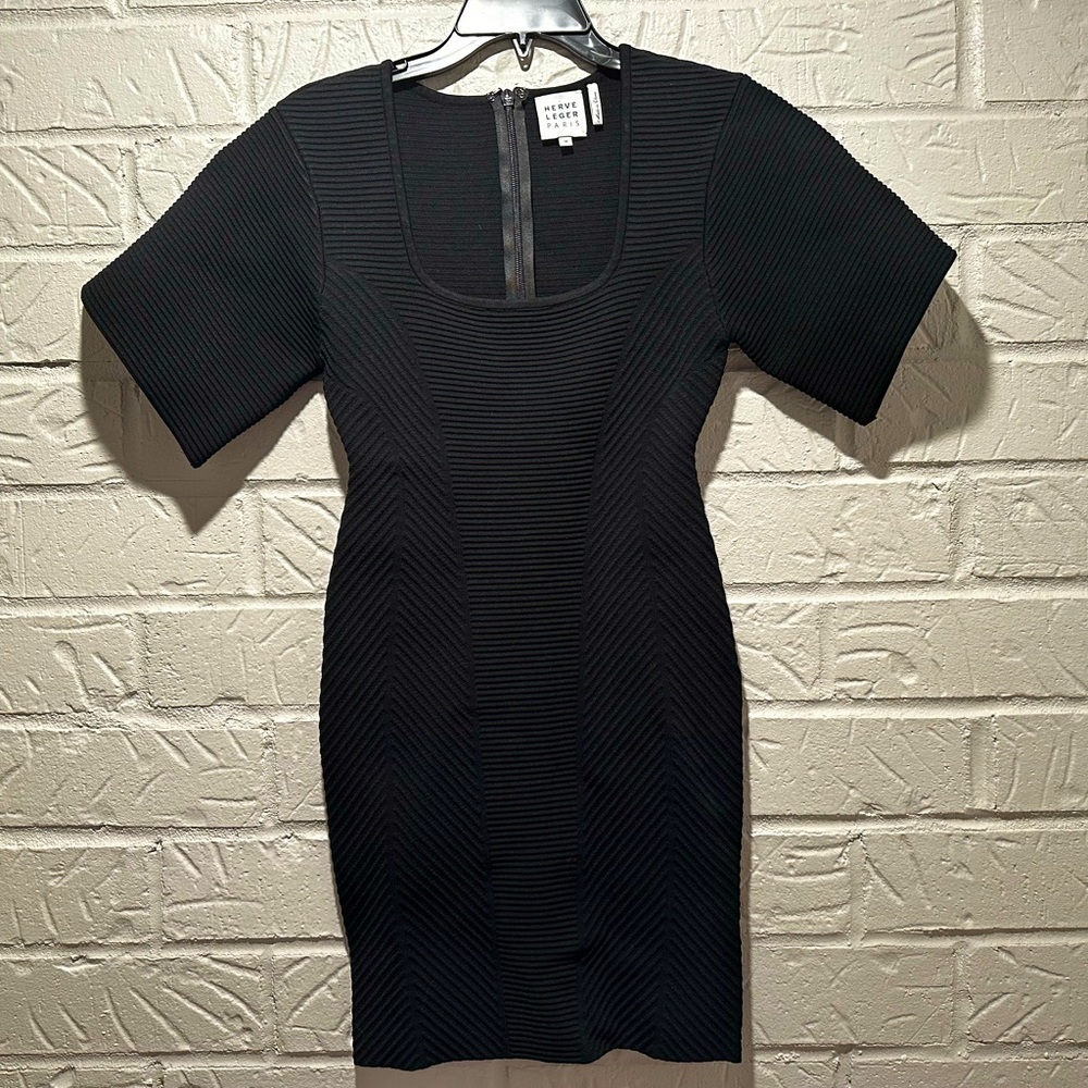 New HERVE LEGER Ribbed-knit Mini Dress Size XS - Picture 2 of 13